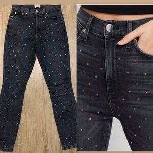 Alice + Olivia Black Jeans with Rainbow Rhinestones